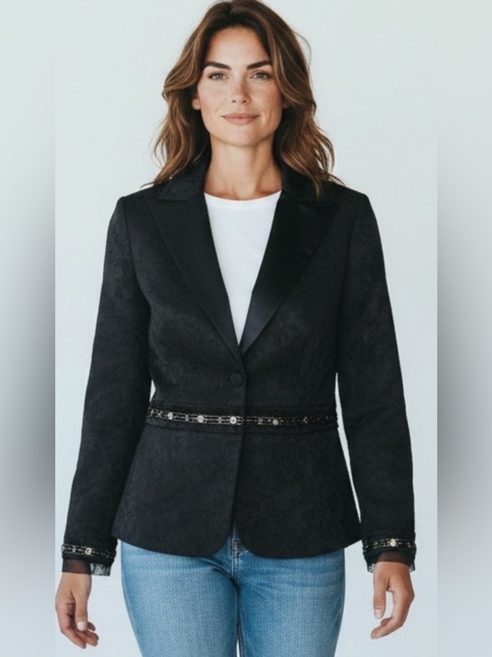 Georgiou Studio vintage y2k Black jacquard beaded jacket
